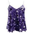 thumbnail image 1 of Yvsxxv Purple Fish Scale Sequin Tank Top V Neck Cami Vest 1Pc, 1 of 7