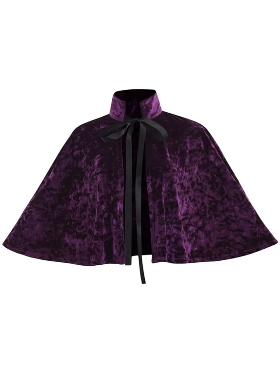Purple Gothic Lolita Medieval Tie Strap Cowl Cape Shrugs & Boleros for Cosplay Events 1pc