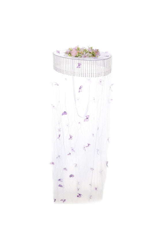 Purple Polyester Chinese Veil Butterfly Floral Decor Hat for Adult Daily Sun Protection Photography