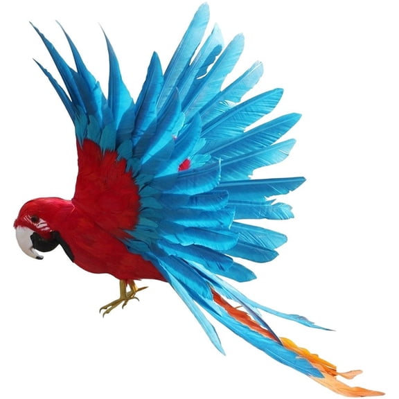 Yvsxxv Red+Blue Realistic Flying Parrot Decorative Figurine Lawn Garden Decor 1Pc