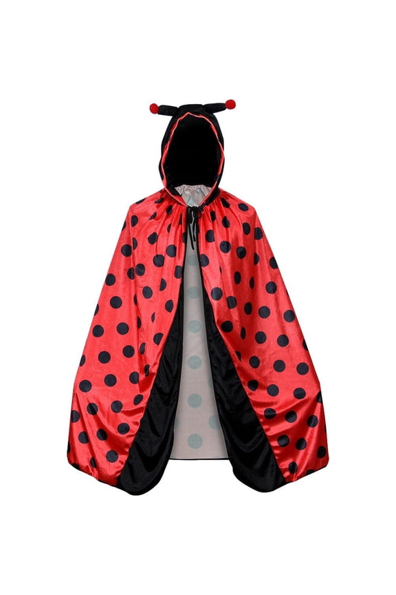 Red Polka Dot Ladybug Drawstring Hooded Cape Shrugs & Boleros for Adults 1pc