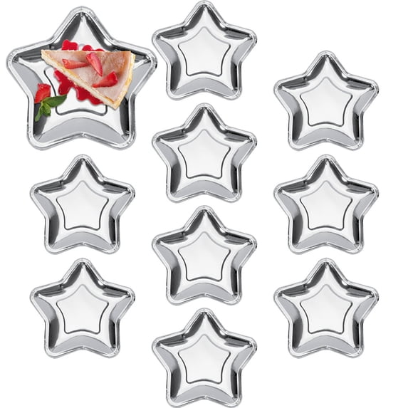 Yvsxxv Silver Star Disposable Paper Serving Tray Wedding Party 10Pcs
