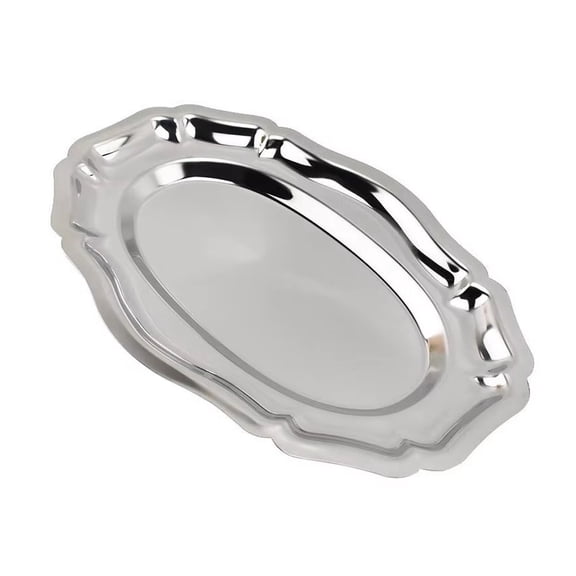 Yvsxxv Small Size Embossed Stainless Steel Serving Tray Household Storage 1Pc