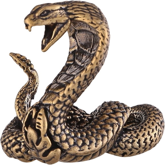Yvsxxv Vintage Chinese Zodiac Snake Figurine Solid Brass Cobra Statue for Desktop Tea Pet Home Decoration, 1 Pack