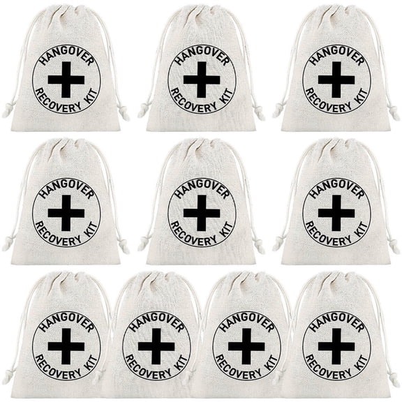 Yvsxxv White Cross Cotton Drawstring Party Bag, Bachelorette Wedding Favor, 10 Pcs