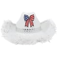 thumbnail image 1 of Yvsxxv White Patriotic Star Bow Western Cowgirl Hat, Independence Day Party Hat, 1 Pc, 1 of 7