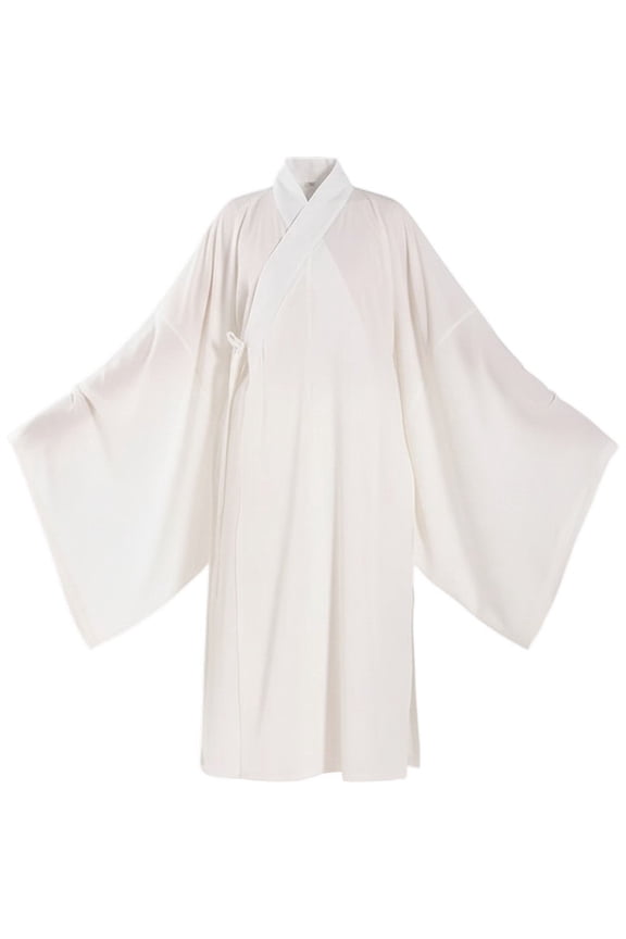 White Traditional Ming Dynasty Round Collar Robe Lining for Daily Wear M Size