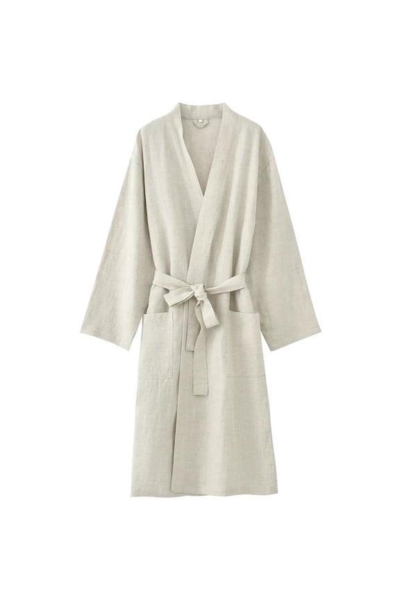 White Unisex Solid Kimono Bathrobe for Spa Hotel Homewear M Size