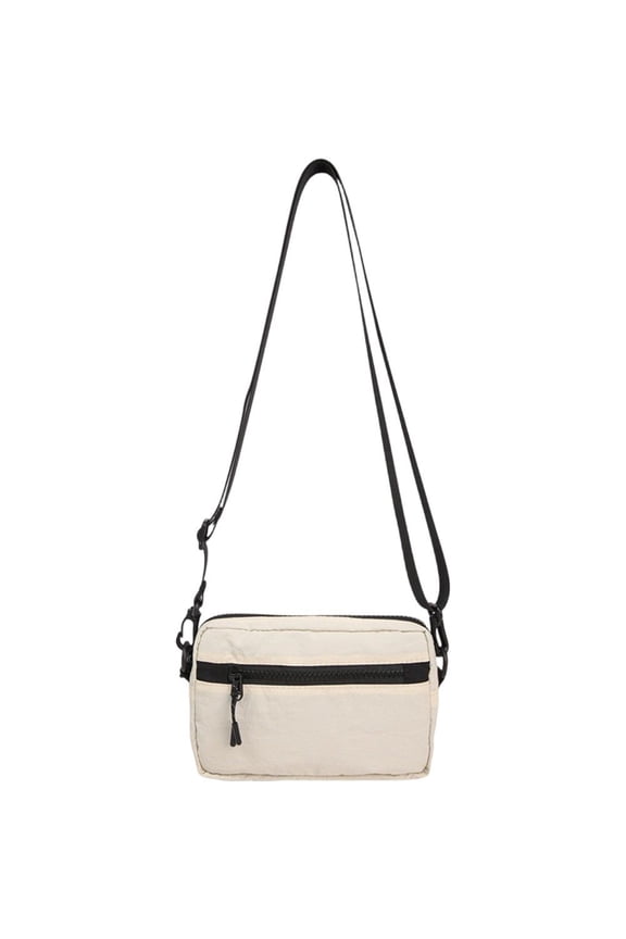 White Waterproof Nylon Small Square Handbag Versatile Crossbody Shoulder Bag 1Pc