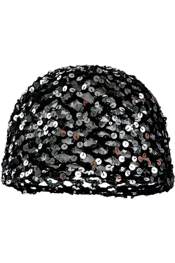 Women's Summer Sequin Crochet Beanie Hat, Boho Hollow Out, Beach Travel Party, 1 Pc
