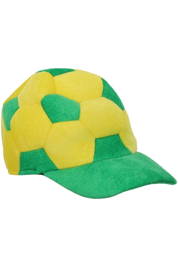 Yellow Green Soccer Shaped Baseball Cap Football Fans Cheer Hat 1Pc