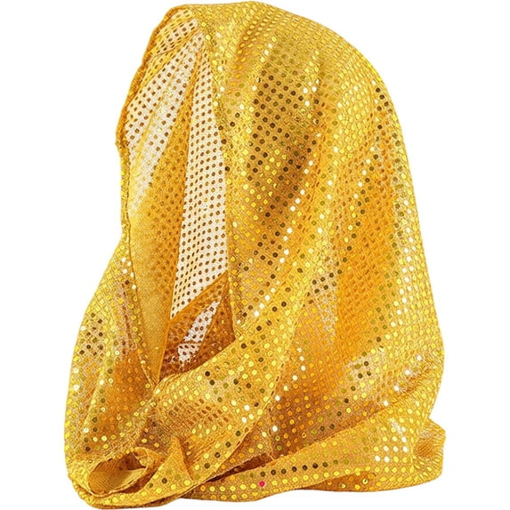 Yvsxxv Yellow Sequin Head Wrap Bandana, Sparkly Fashion Hair Scarf, 16.54*17.72inch