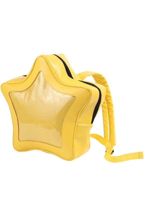 Yellow Star Shaped Ita Backpack, Women Badge Display Daily Backpack, 1 Pc