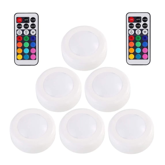 Ywbawe 12-Color LED Puck Light with Remote Control for Cabinet Lighting, 1-Pack