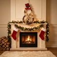 thumbnail image 1 of Ywbawe 16in Snowman Shaped Lighted Christmas Wreath Rattan Hanging Ornament Front Door Xmas Party Decor, 1 of 9