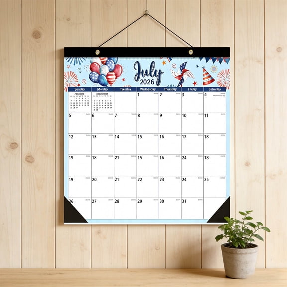 Ywbawe 18-Month Wall Calendar July 2026 to December 2027 Large Daily Squares Desk Planner with Hanging Holes 1 Count
