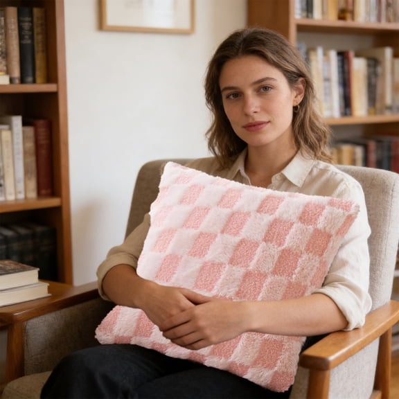 Ywbawe 3D Craft Polyester Decorative Pillow Cover with Zippered Closure for Sofa Living Room 1-Piece