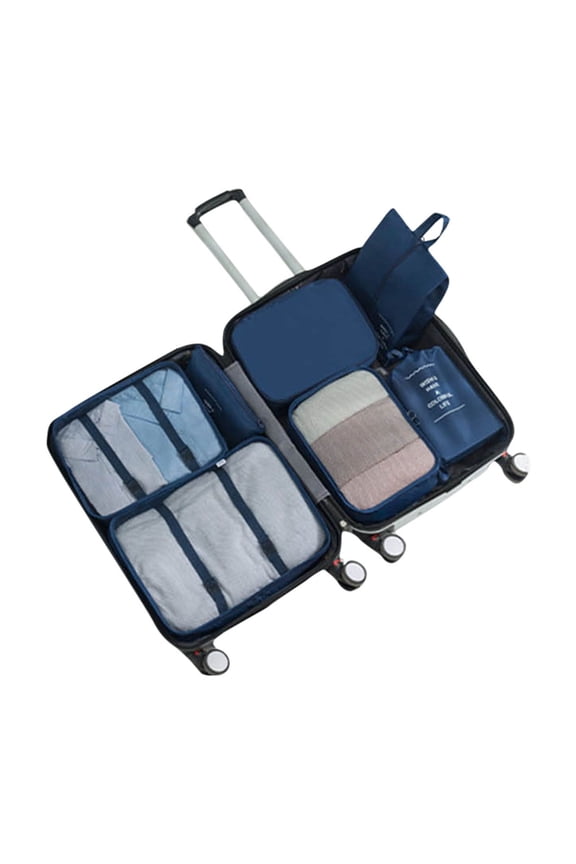 7-Piece Travel Organizer Set with Garment Bags, Shoe Bag, Drawstring Bag for Suitcase Packing and Luggage Organization