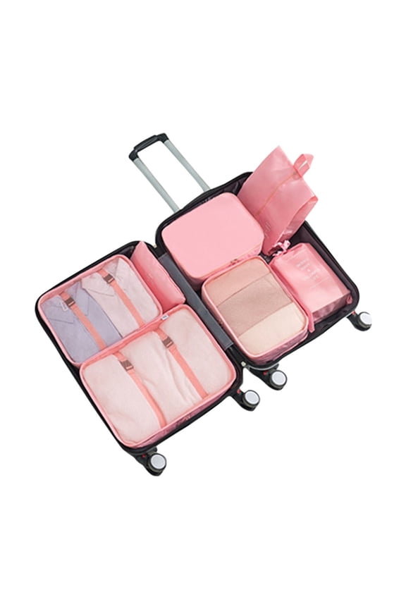 7-Piece Travel Organizer Set with Garment Bags, Shoe Bag, Drawstring Bag for Suitcase Packing and Luggage Organization