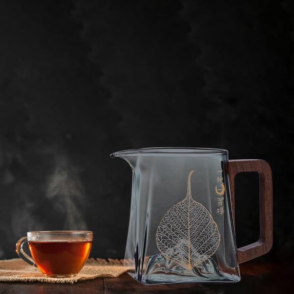 Ywbawe Borosilicate Glass Teapot with Removable Infuser Wood Handle Loose Leaf Tea Maker Brewing Pot 1-Piece