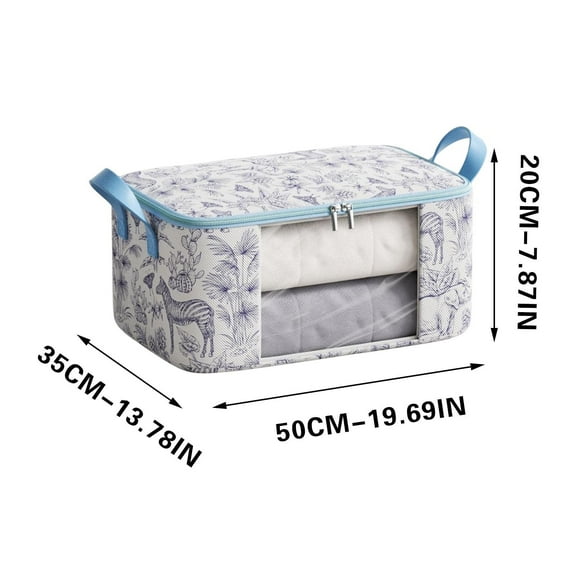 Ywbawe Clear View Fabric Storage Box with Zipper Closure for Clothes Quilts Bedding Moving Dorm Organization Foldable 1-Pack
