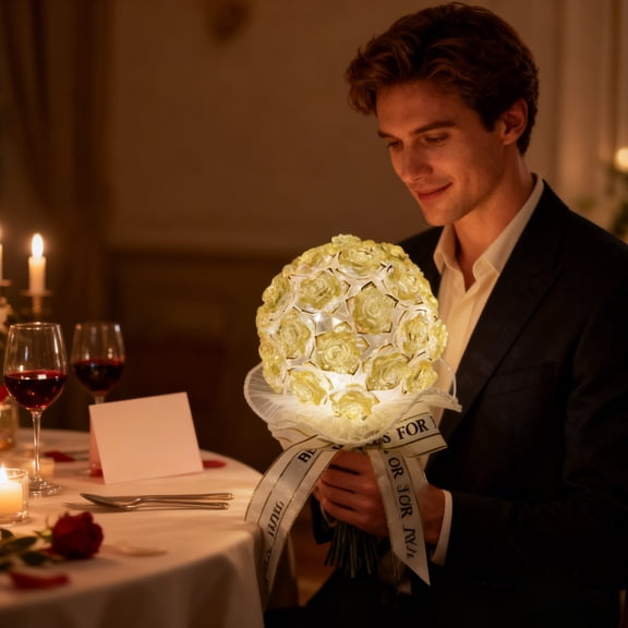 Ywbawe DIY Rose Flower Night Light Kit for Bedroom Decor - 1 Count Material Set