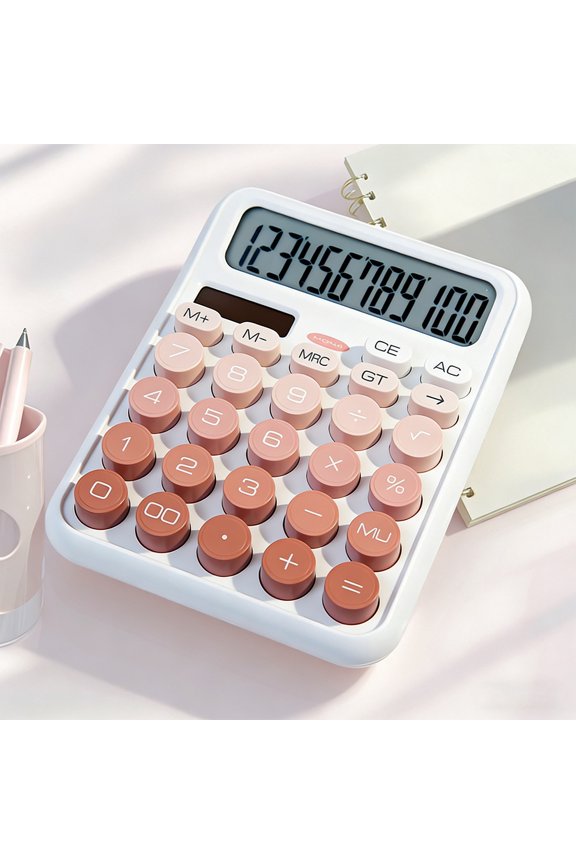 Dual Power Desktop Calculator - Solar and Battery Powered, 12-Digit Large LCD Display, Standard Function Calculator for Office Home Business