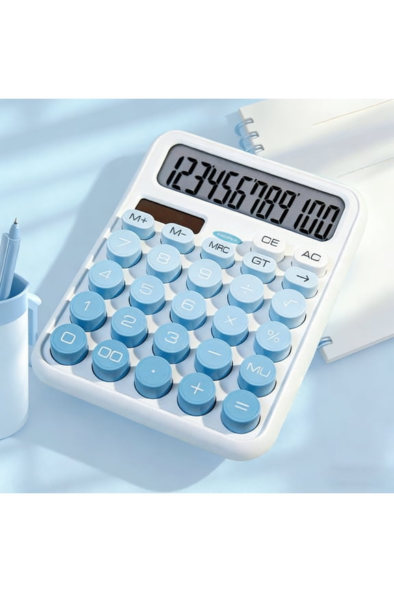 Dual Power Desktop Calculator - Solar and Battery Powered, 12-Digit Large LCD Display, Standard Function Calculator for Office Home Business