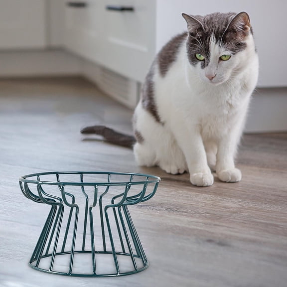 Ywbawe Elevated Cat Bowl Stand with Metal Base for Dry Wet Food Single Tray Holder