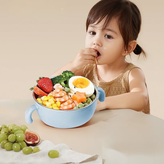 Ywbawe Feeding Bowl, Infant Bowl, 304 Stainless Steel Insulated Bowl with Lid, Detachable, Portable for Toddler Meals, 1-Pack