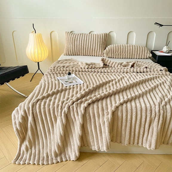 Ywbawe Flannel Fleece Throw Blanket Soft Plush Ribbed Textured Microfiber Nap Blanket for Couch Sofa Bed Decor All Season 1-Pack