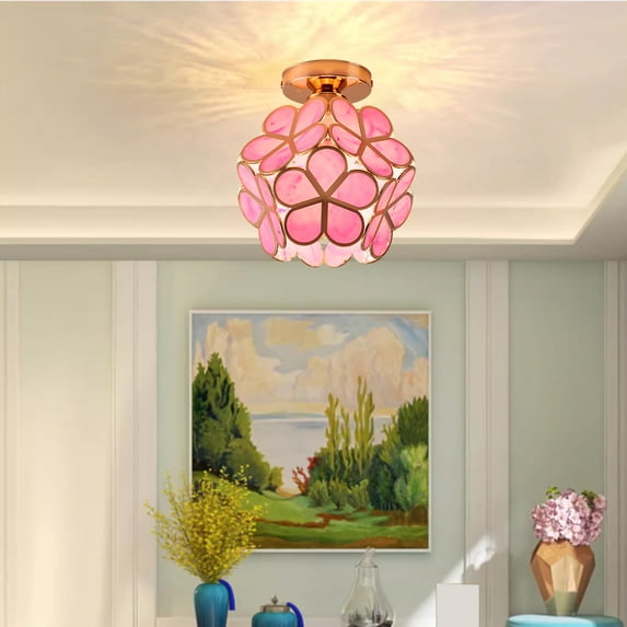 Ywbawe Flush Mount Ceiling Light Fixture PVC Floral Design Modern Hallway Entryway Lighting for Corridor Foyer Balcony Stairwell 1-Pack