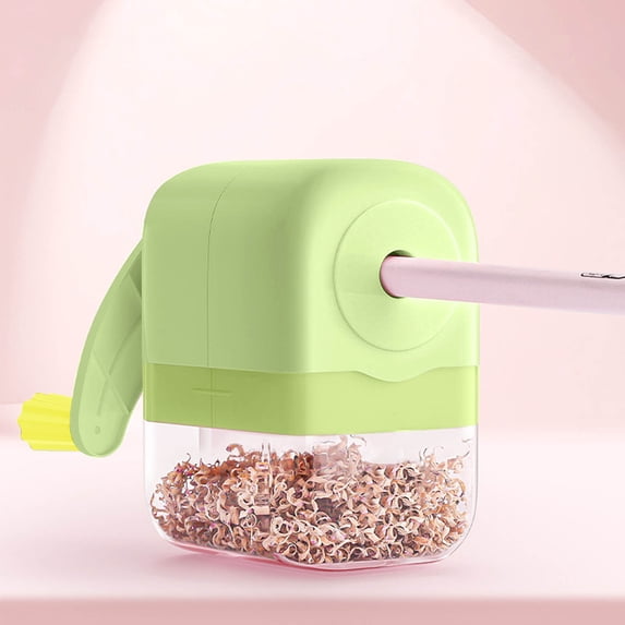 Ywbawe Hand Crank Manual Pencil Sharpener with Transparent Shavings Container for Office and Art Supplies, 1 Count