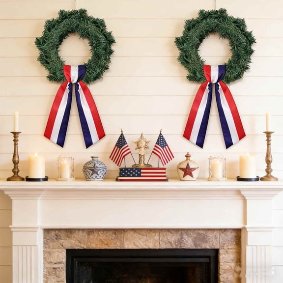 Ywbawe Independence Day Ribbon, Polyester Patriotic Wreath Bow, 56-Inch Decorative Sash, 1 Count