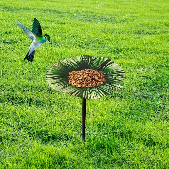 Ywbawe Iron Garden Stake Bird Bath Feeder with Metal Stand for Outdoor Yard Decor, 1-Pack