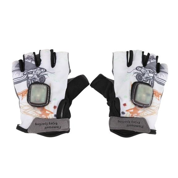 Ywbawe LED Turn Signal Cycling Gloves with Adjustable Wrist, Fingerless Design for Biking Motorcycle Hiking, 1 Pair