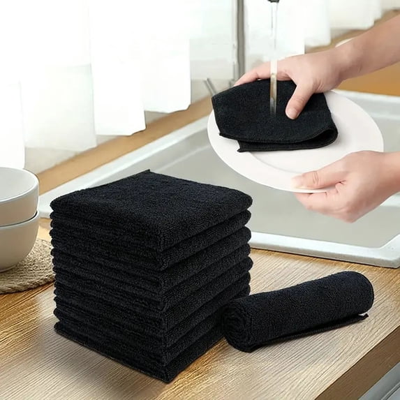Ywbawe Microfiber Cleaning Cloths, Kitchen Scouring Pads, Multipurpose Car Cleaning Rags, 10-Pack
