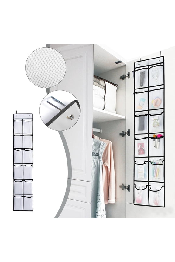 Over The Door Shoe Organizer with 12 Large Mesh Pockets Hanging Closet Storage for Sneakers Running Shoes