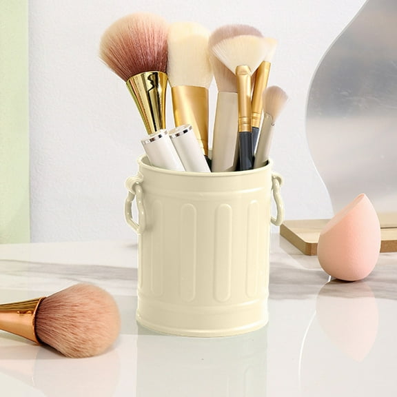 Ywbawe Plastic Desktop Organizer Pen Holder Stationery Storage Box for Office Home Desk Makeup Brushes Container with Handle 1-Pack