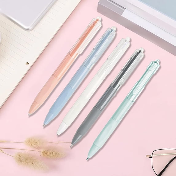 Ywbawe Retractable Gel Pens, Click Pens, 5-Pack 0.5mm Fine Point Quick-Dry Ink Pens for Writing, Office & Home Use