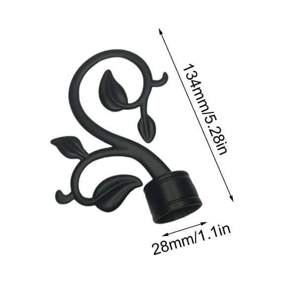 Ywbawe Set of 2 Plastic Iron-Look Curtain Rod Finials, 28mm Diameter Leaf Design End Caps for Window Treatment