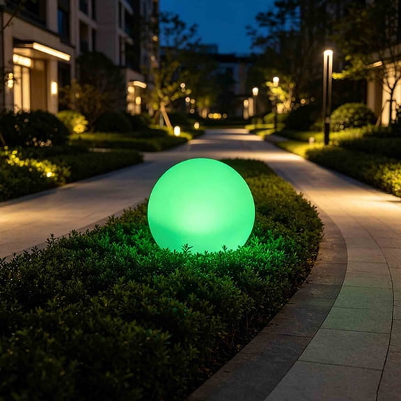 Ywbawe Solar Powered Outdoor Globe Light 15cm Round Ball with Remote Control for Courtyard Garden Walkway Decoration, 1 Pack