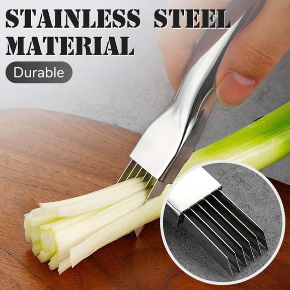 Ywbawe Stainless Steel Scallion Cutter, 6-Blade Vegetable Shredder & Slicer, Chopped Green Onion Shaving Knife with Protective Cover, Multi-Function Kitchen Gadget for Scallions, Chives