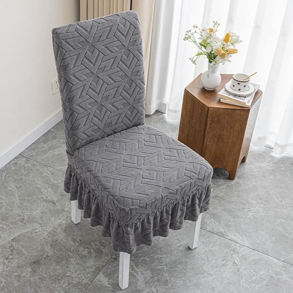 Ywbawe Stretch Chair Covers, Elastic Slipcovers, Arrow Pattern Jacquard Skirt Dining Room Chair Protector, 1-Pack