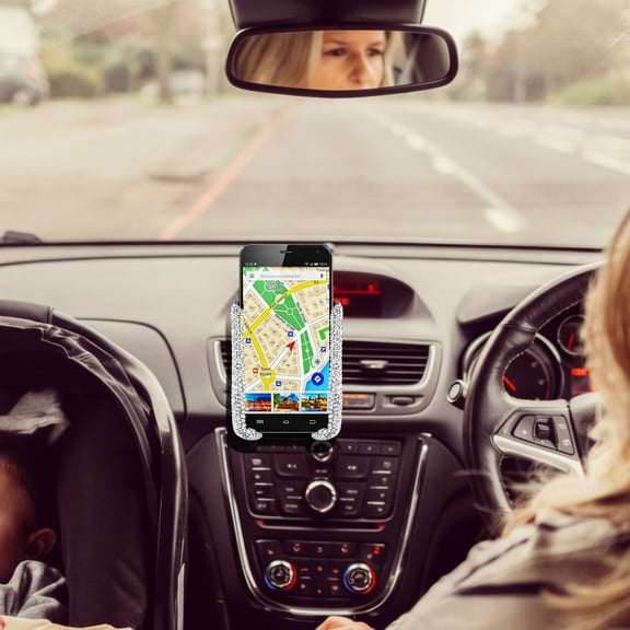 Ywbawe Universal Car Phone Mount Magnetic Dashboard Stand with Rhinestone Design for 4-7 Inch Smartphones and GPS Navigation, 1-Pack