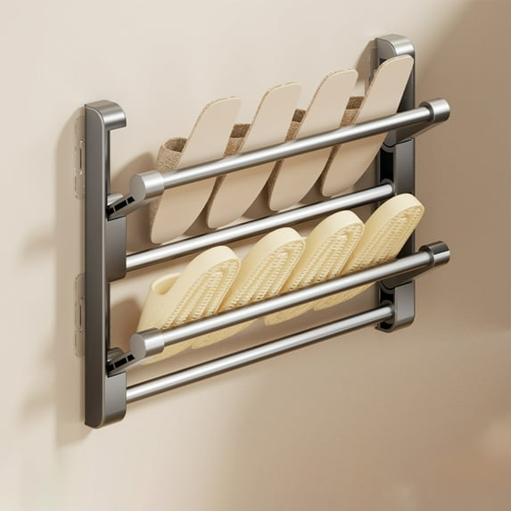 Aluminum Foldable Wall Mounted Storage Rack No Drill Installation Space Saving Behind Door