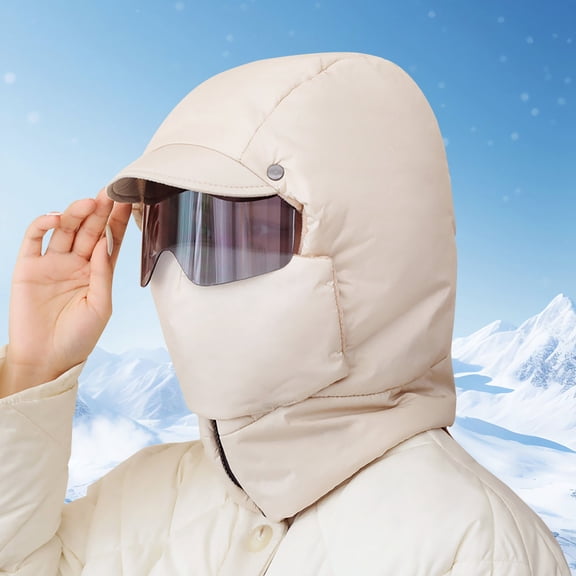 Ywbawe Windproof Full Face Mask with Integrated Eyewear for Winter Sports Cold Weather Protection 1-Pack
