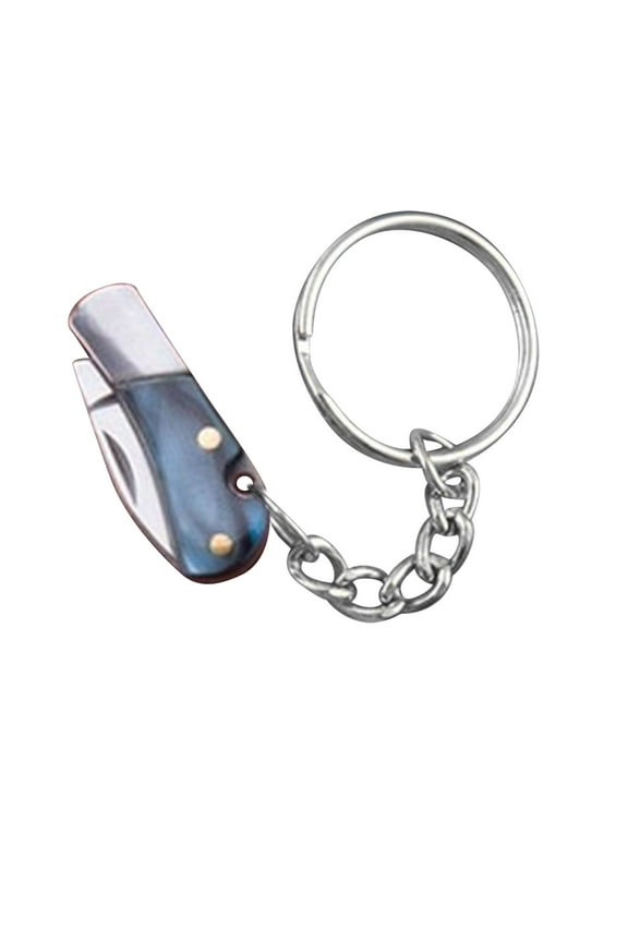 Wood Handle Stainless Steel Mini Folding Knife Keychain for Packages and Daily Use, 1-Pack