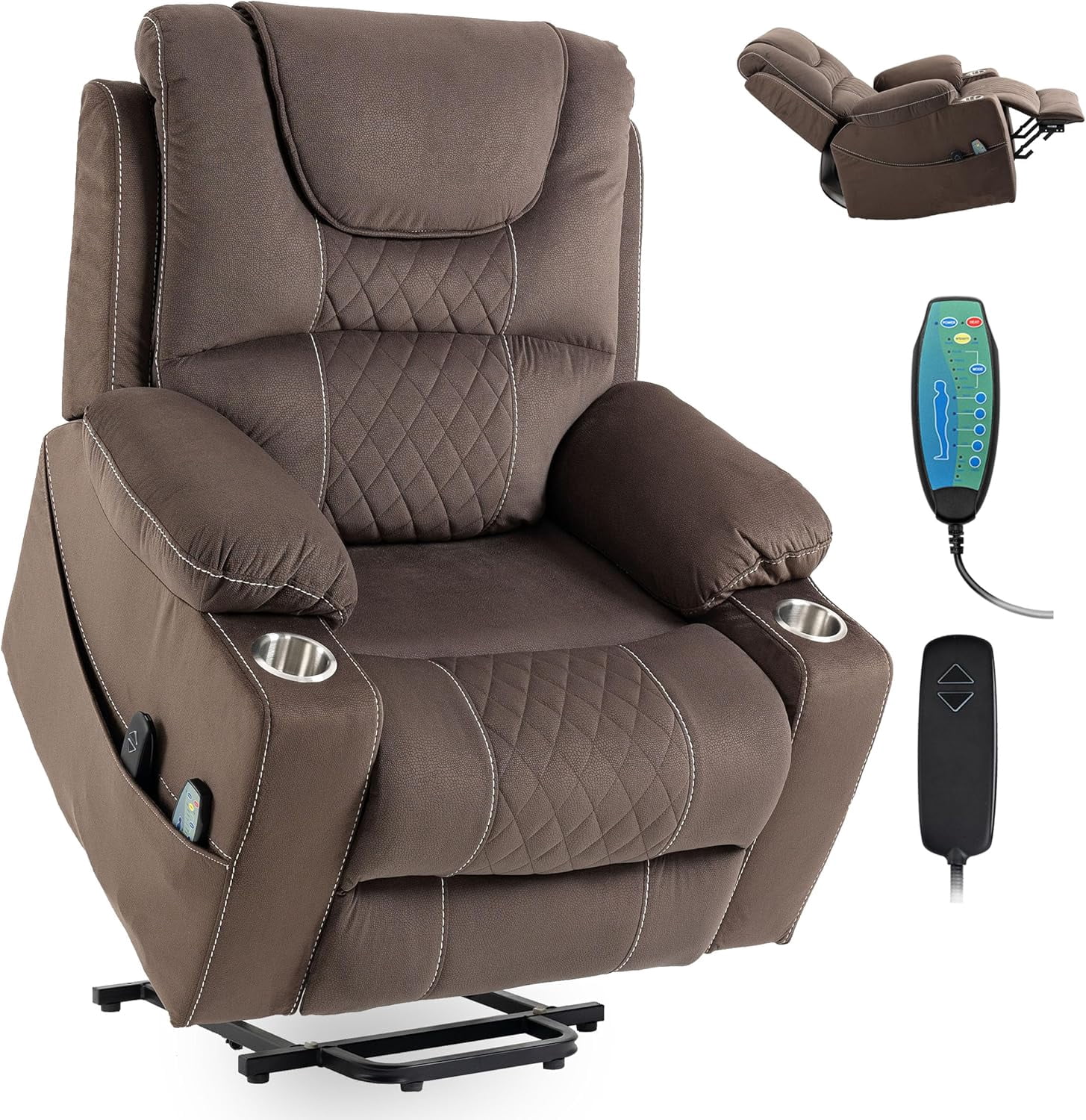 Ywen Large Power Lift Recliner Chair Sofa with Massage and Heat for Big ...