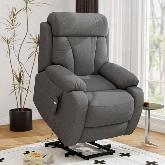 Ywen Small Power Lift Recliner for Elderly, Lift Chair Recliners, Electric Recliner Chairs for Seniors, Remote Control, Adjustable, Side Pocket (Dark Grey)
